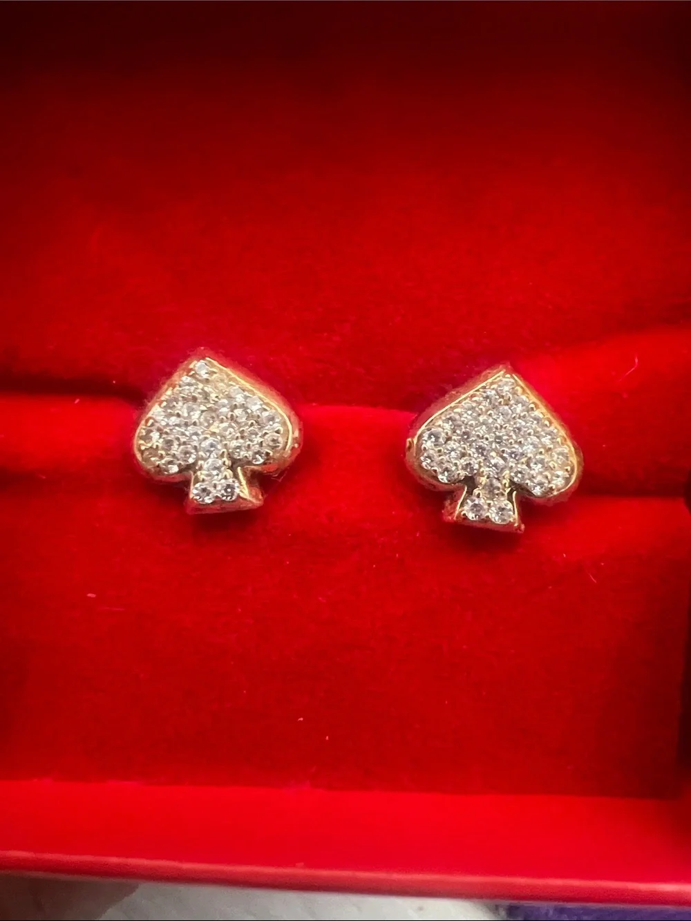 Kate Spade Rose Gold Crystal Spade Stud Earrings